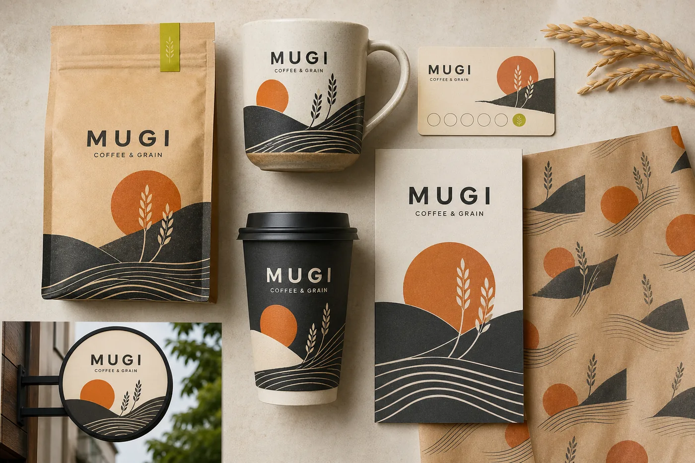MUGI カフェ ブランディングの制作サンプル